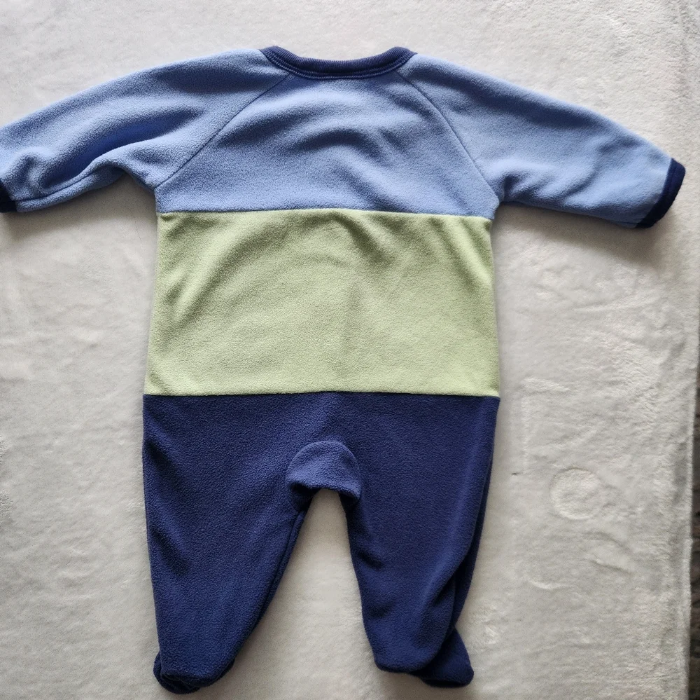Vintage Carter's Classics 0-3 Month  Bear Blue Fleece Footed Pajama Y2K Baby Boy